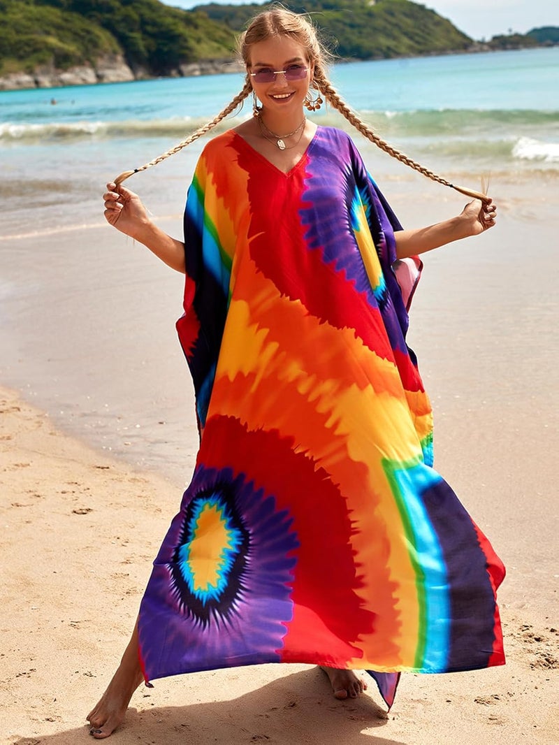 IMAGEKOPE Kaftan Dresses for Women Plus Size Bathing Suit Cover up Caftan Maxi Beach Dresses - Image 3